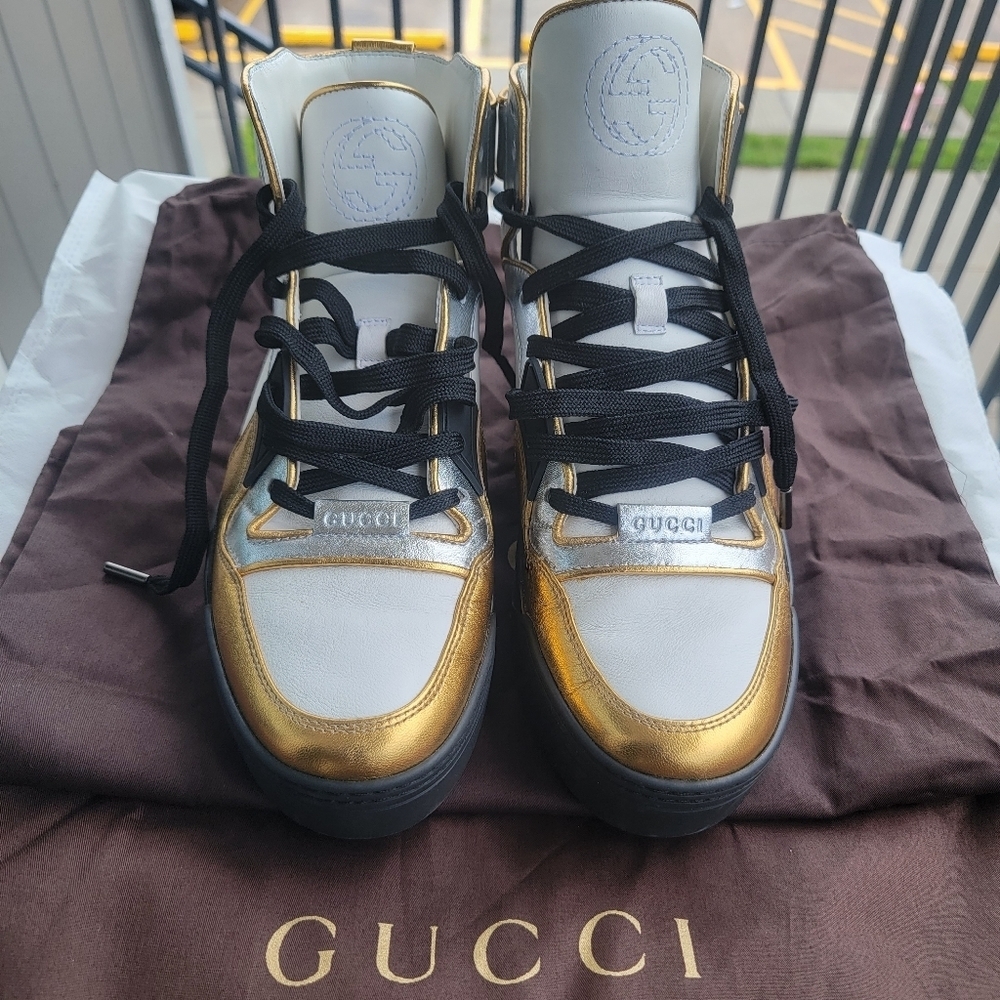 Gucci 388015 Unisex Leather Multi Color Fashion Sneakers In Multiple Color
